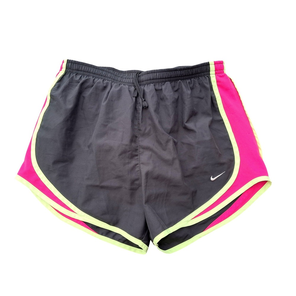 Nike Dri Fit Womens Running Shorts‎ Black Neon Pink Athletic Workout Gym Size S